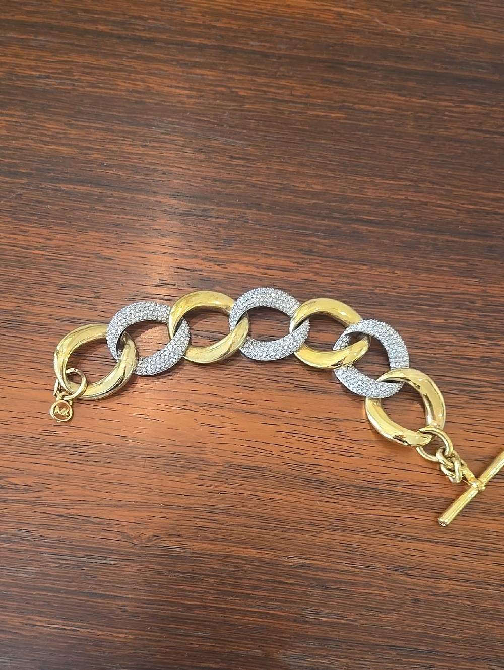 MICHAEL KORS VINTAGE Gold and Pave Rhinestone Link Bracelet